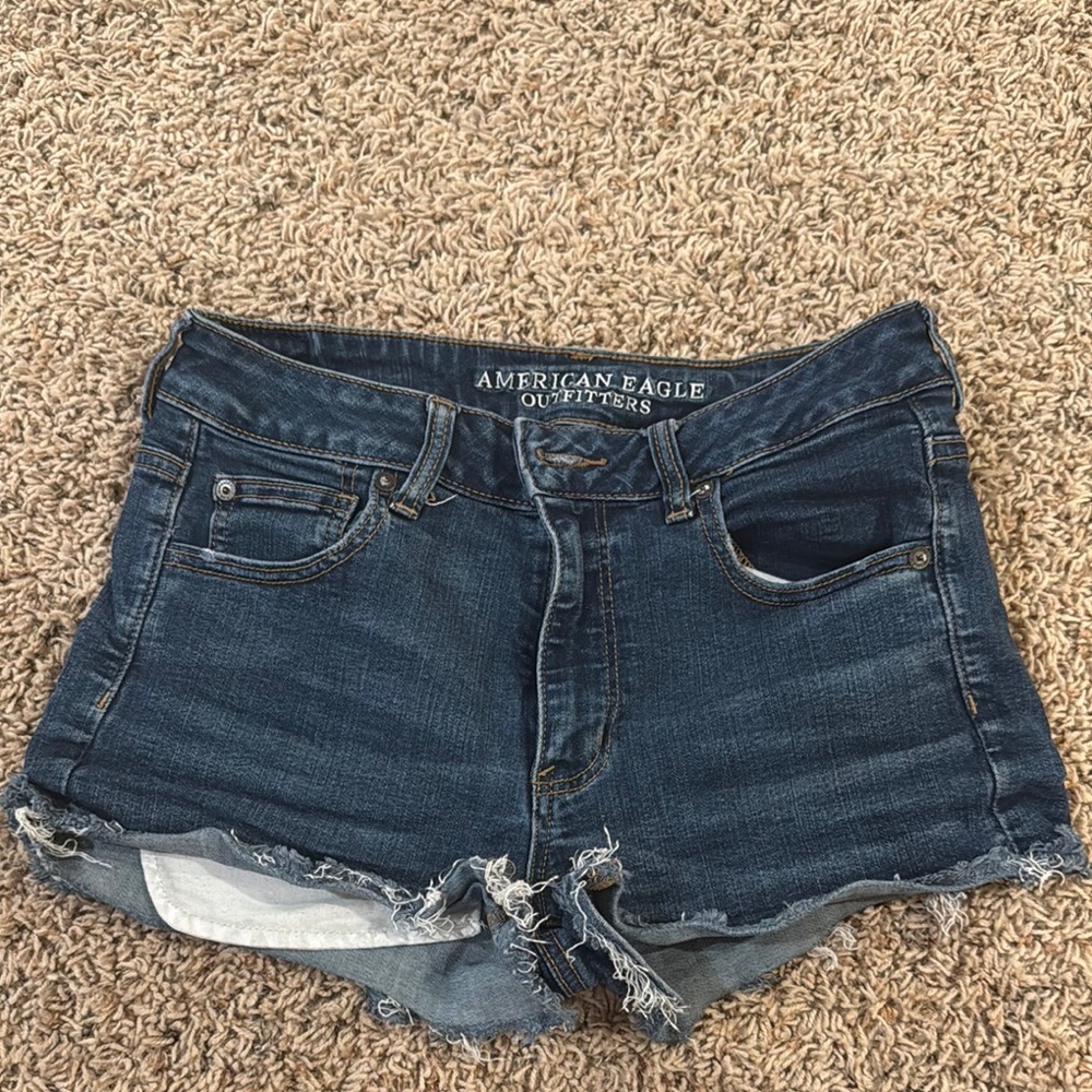 American Eagle Outfitters Blue Jean Shorts with Cuffed Hem